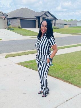Women’s Black & White Striped Short-Sleeve Set